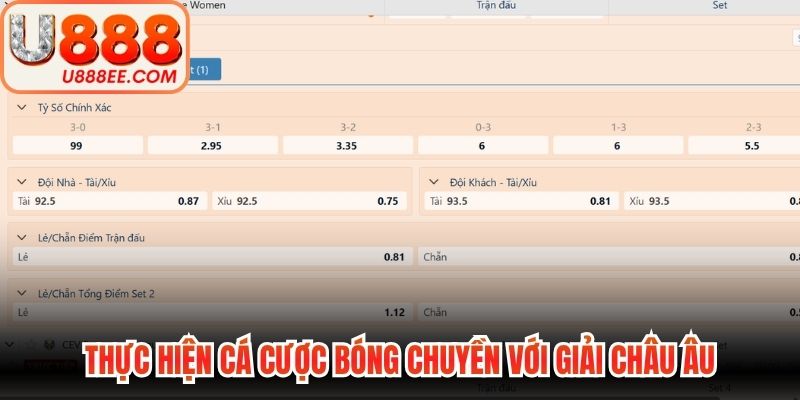 Thực hiện cá cược bóng chuyền với giải châu Âu